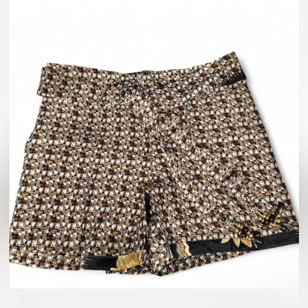 Junglee Billee Chic Multicolor Patterned Shorts with Tassels